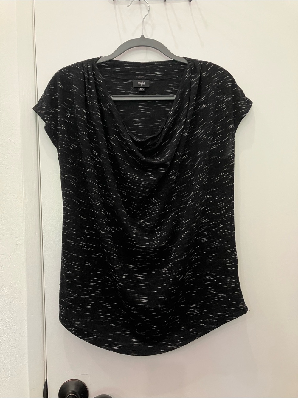 Mossimo Supply Co. Black Heathered Cowl Neck Top